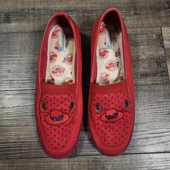 Red Grasshoppers shoes by keds Red Hat Society Slip on shoes Size 7.5M b39 - Picture 4 of 10